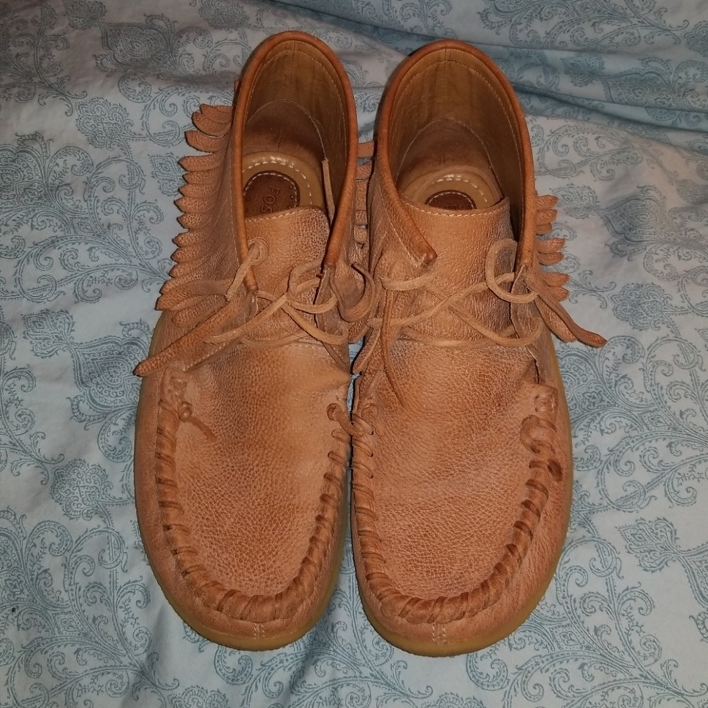 Fossil leather moccasins